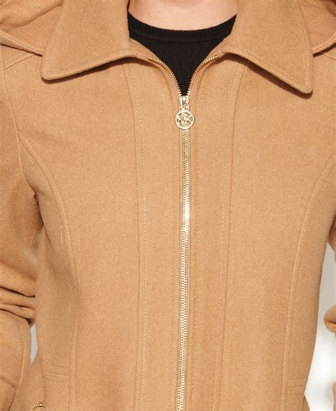 michael kors hooded zip front wool blend coat|wool blend zip front coat.